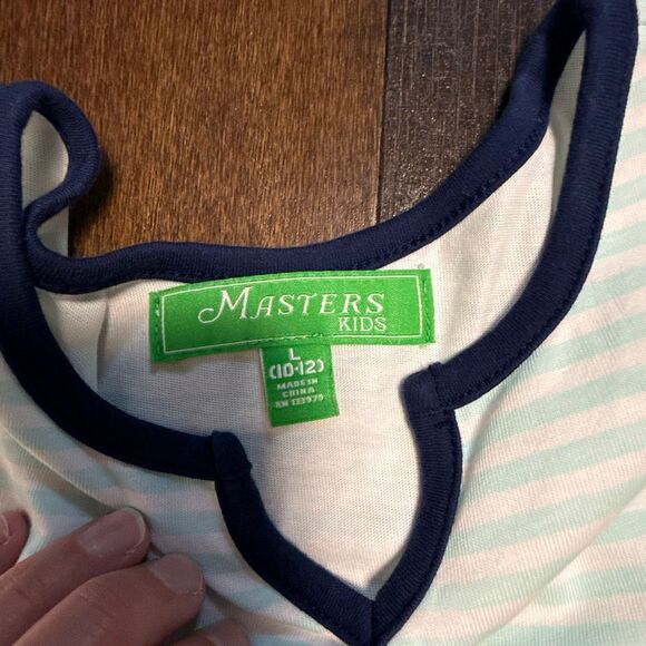 Masters golf kids dress girls size large 10/12 striped sleeveless country club p - Picture 3 of 7
